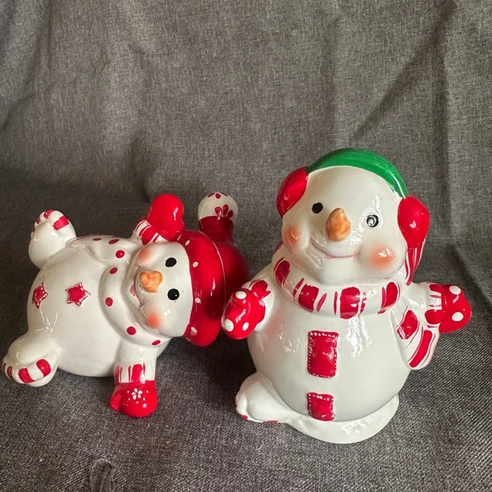 Snowman Candy Cane Set 2 Red White Christmas Decor